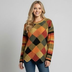 Vintage Handmade Rainbow Patchwork / Striped Sweater - Small